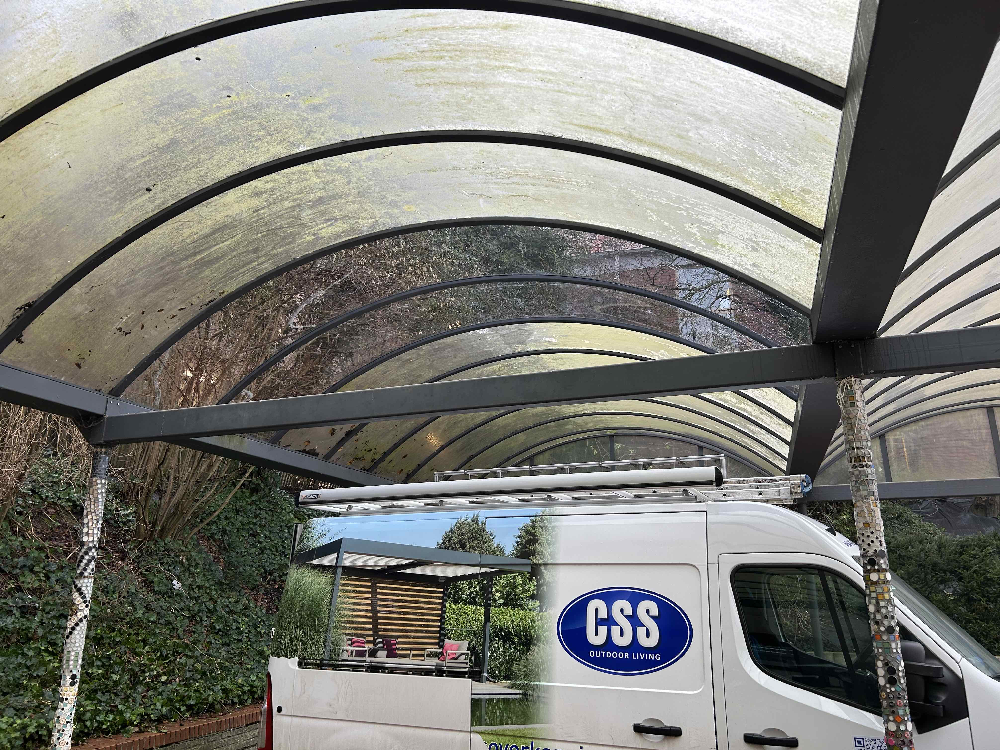 vervangen polycarbonaatplaten schooloverkapping